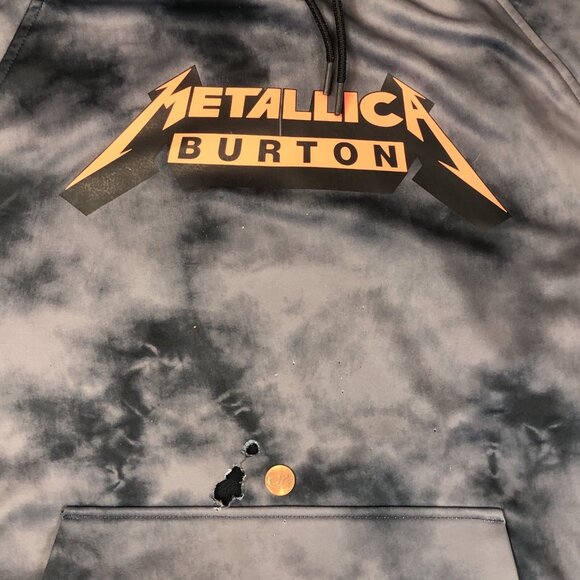 Burton Snowboard x Metallica Hoodie Tie-Dye Sweatshirt Mens Large Distressed Ski - Picture 6 of 15